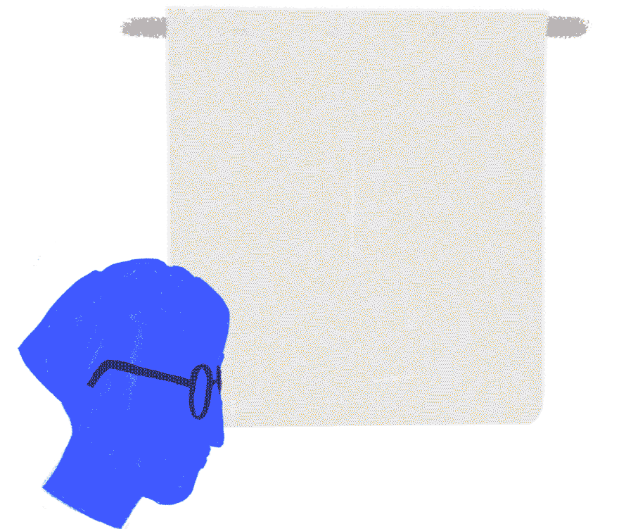 Animierte Grafik einer Person, die verschiedene Statistiken und Schemata präsentiert.